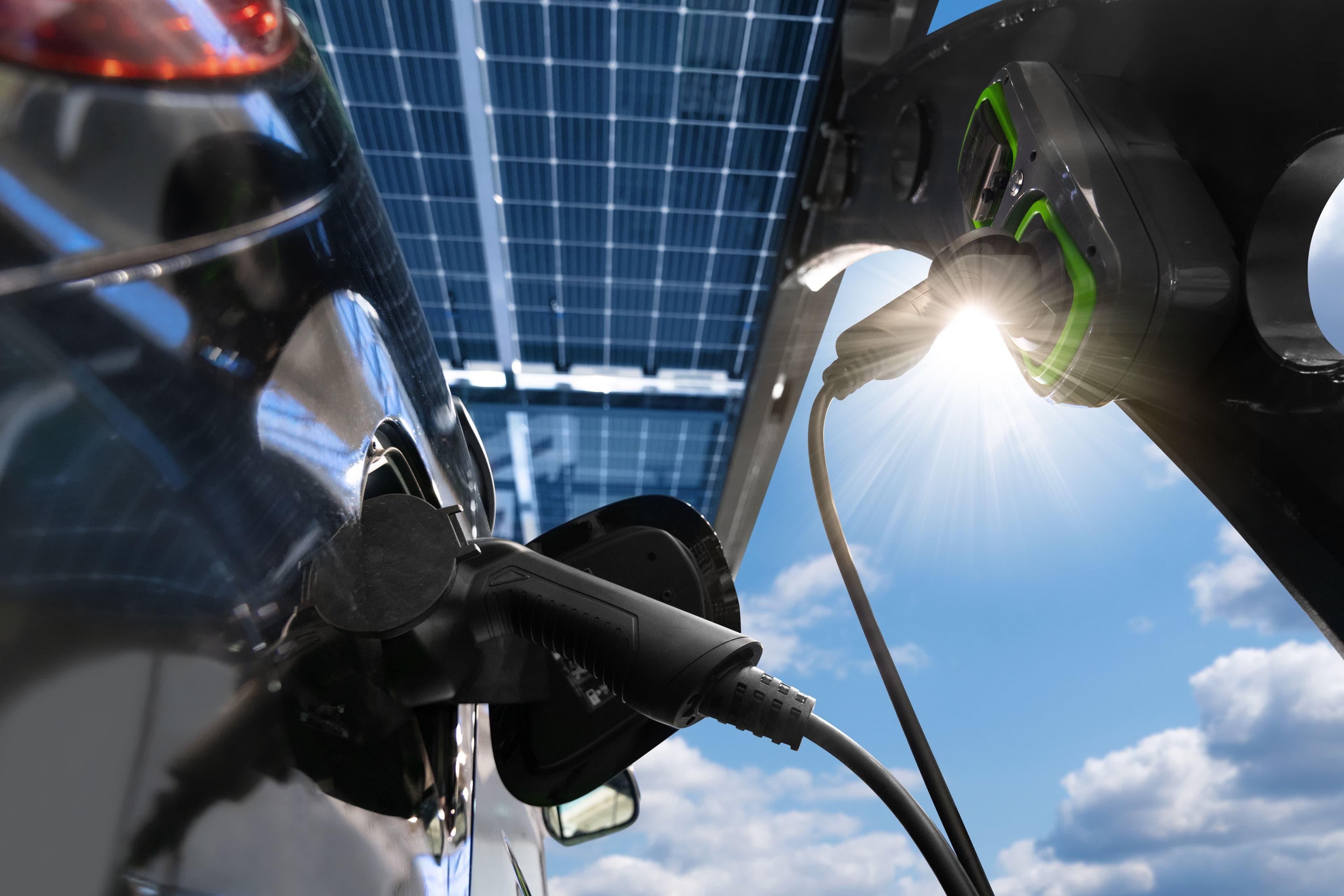 Electric vehicle charging with solar panels