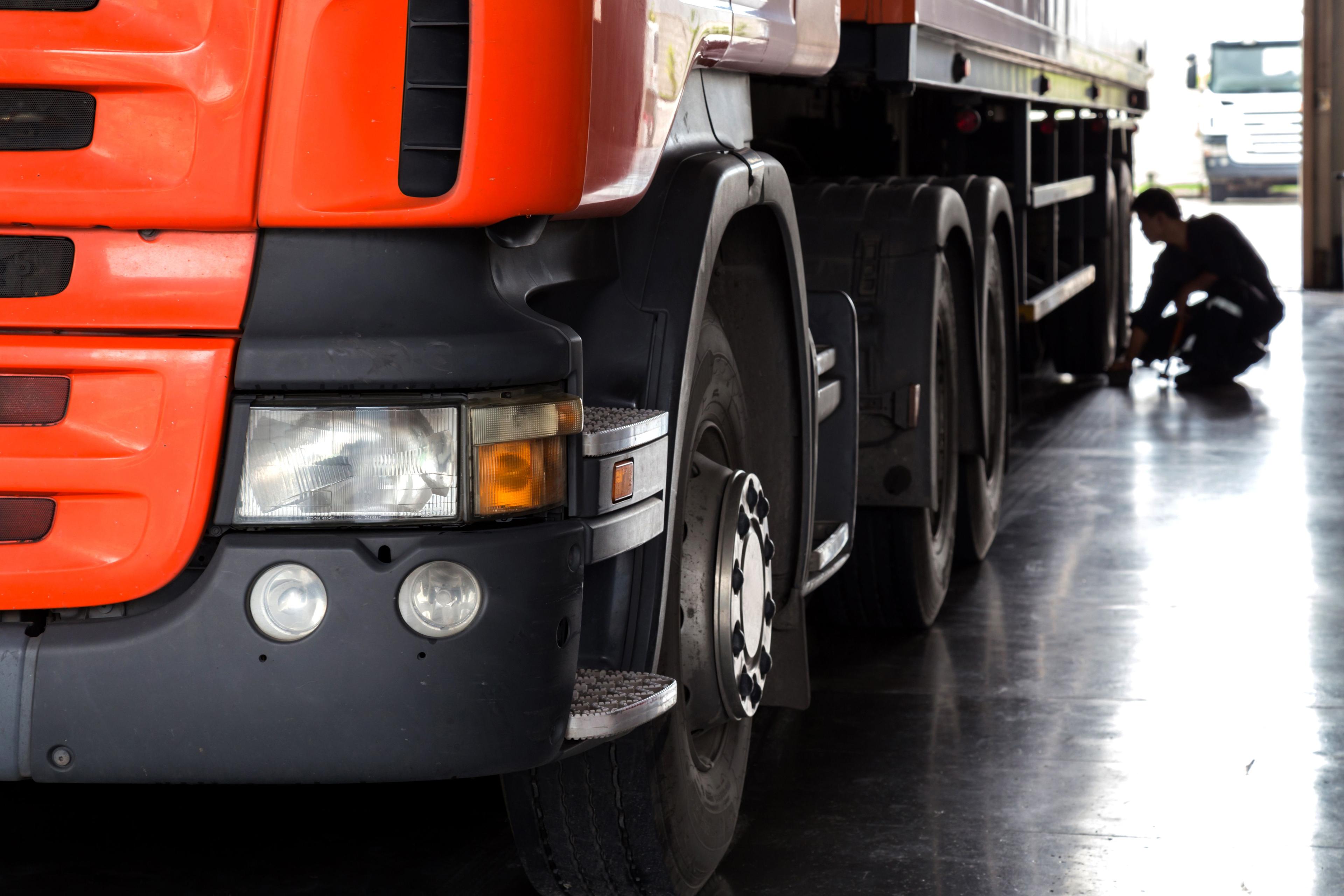 HGV in a garage