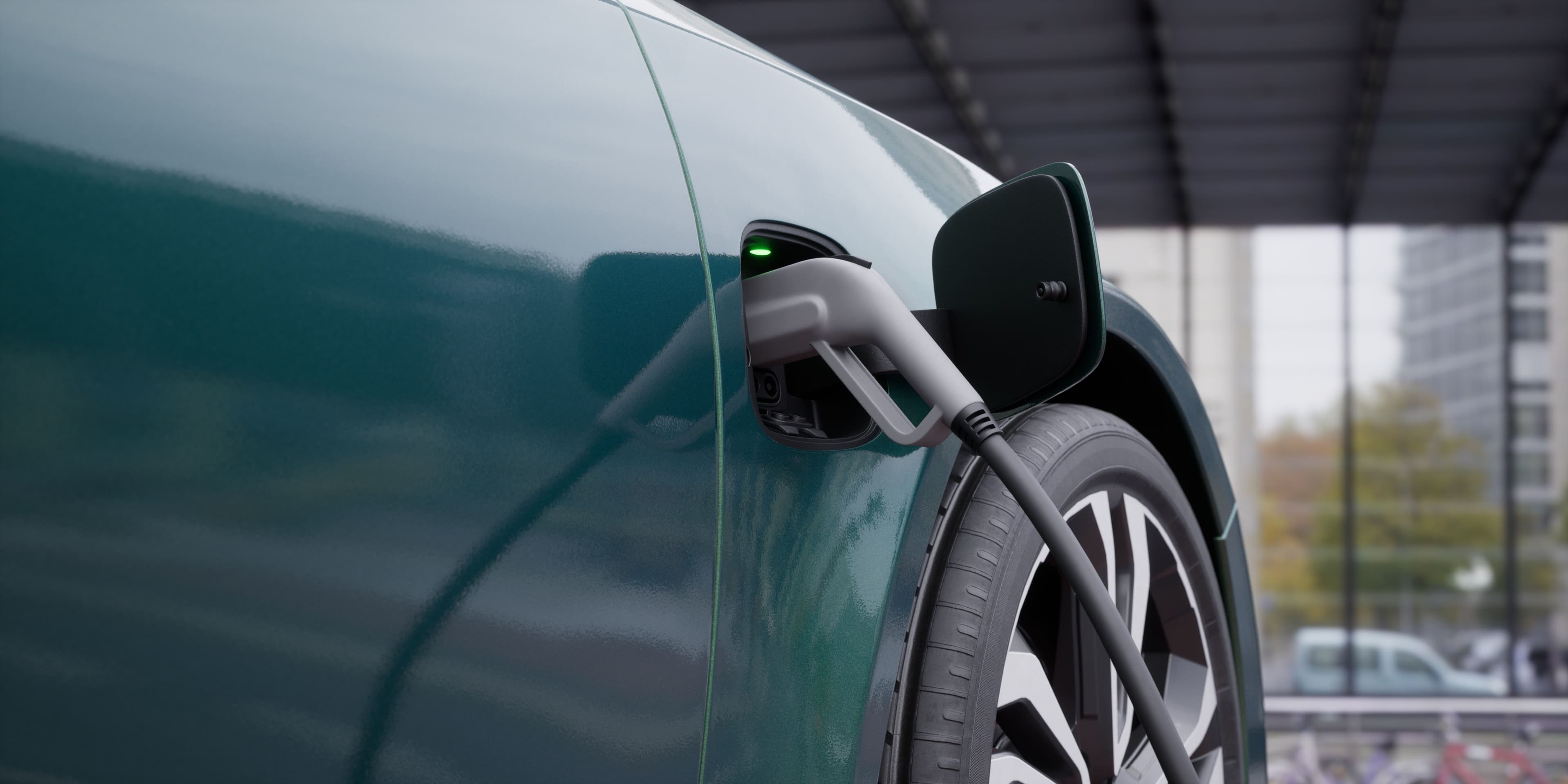 An electric vehicle on charge