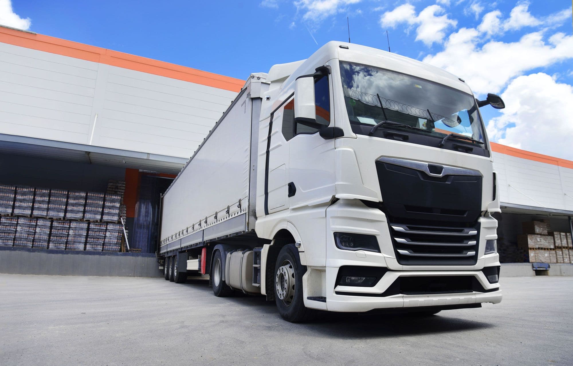 Parked HGV at a warehouse